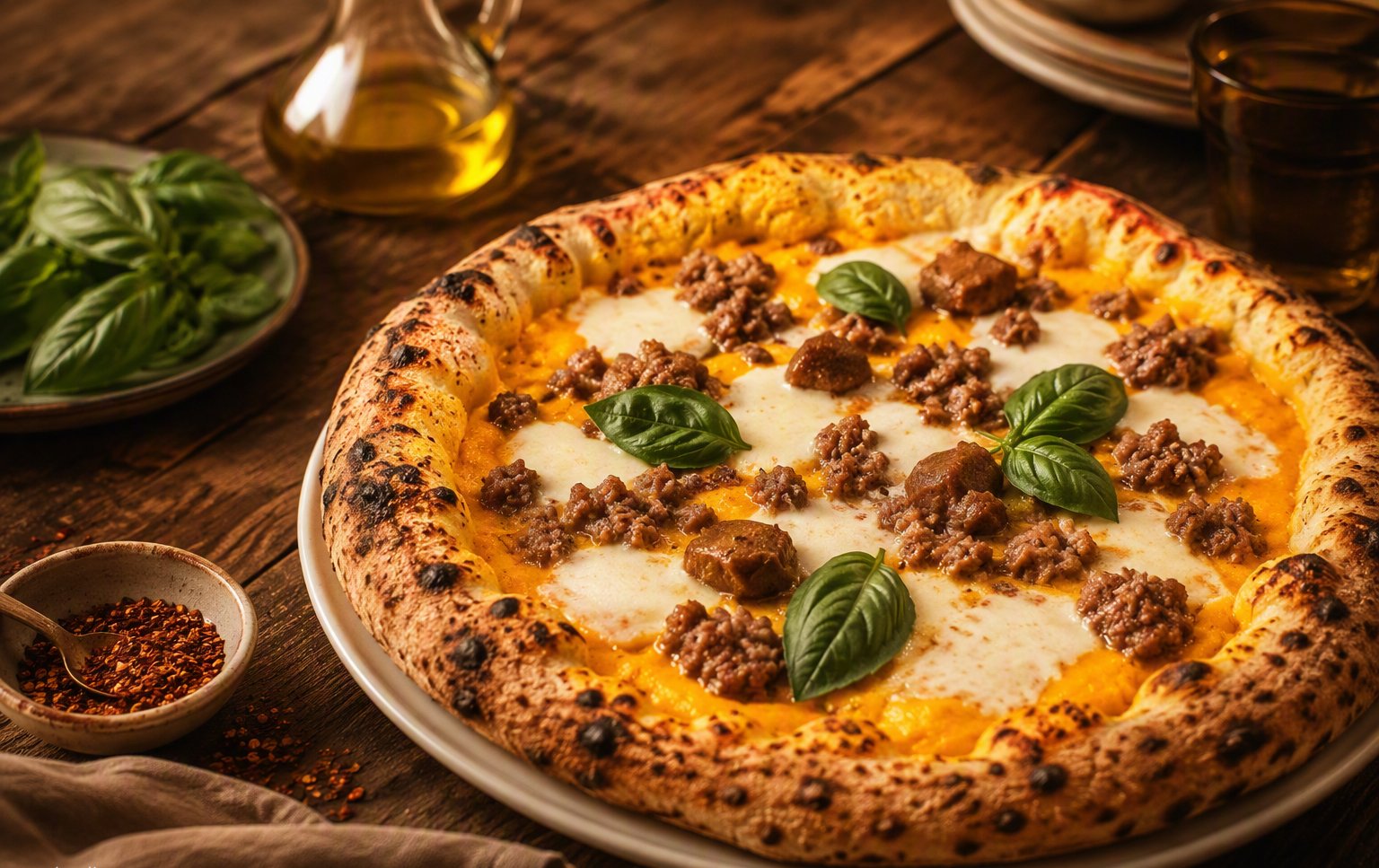 Pizza zucca e salsiccia