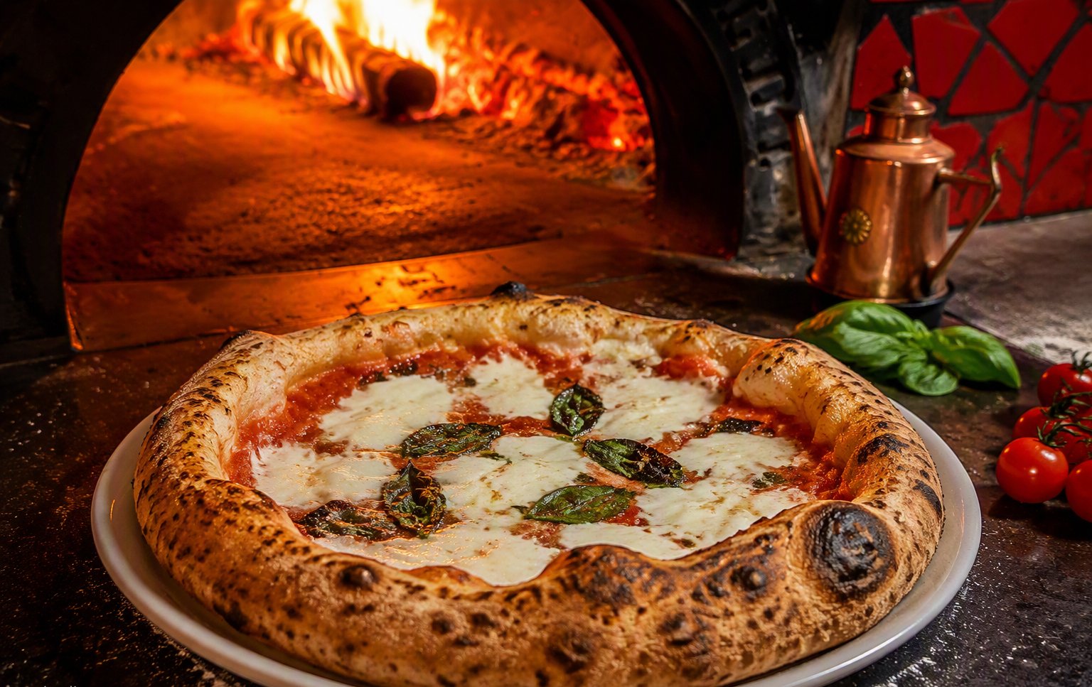 Pizza napoletana al forno a legna